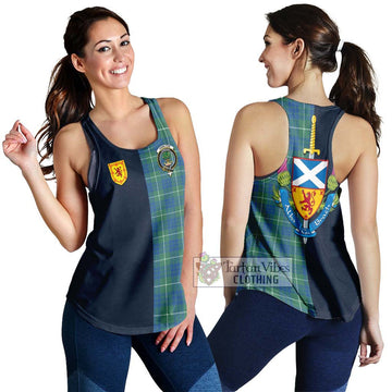 Hamilton Hunting Ancient Tartan Women's Racerback Tanks Alba with Scottish Lion Royal Arm Half Style