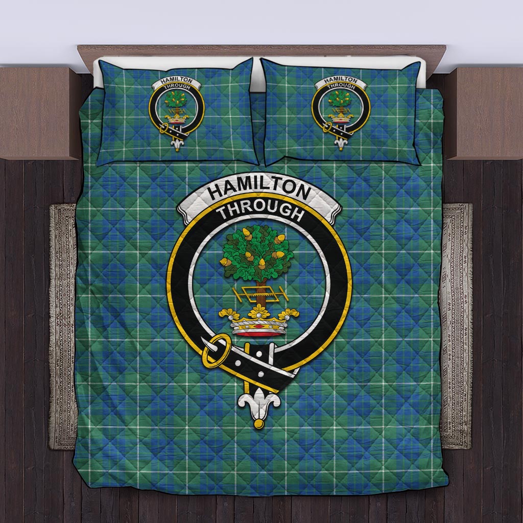 Hamilton Hunting Ancient Tartan Quilt Bed Set with Family Crest Twin - Tartan Vibes Clothing