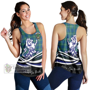 Hamilton Hunting Ancient Tartan Women's Racerback Tanks with Alba Gu Brath Regal Lion Emblem