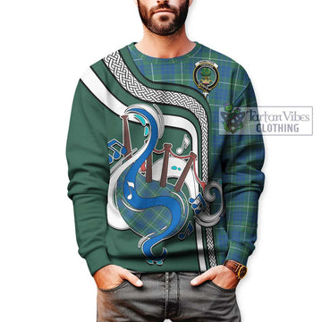 Hamilton Hunting Ancient Tartan Sweatshirt with Epic Bagpipe Style