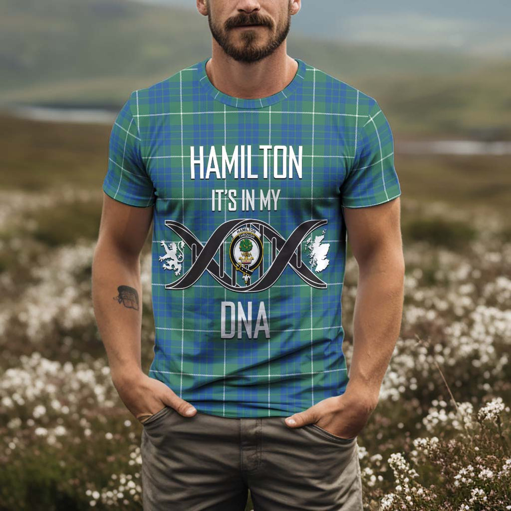 Hamilton Hunting Ancient Tartan T-Shirt with Family Crest DNA In Me Style Kid's Shirt - Tartan Vibes Clothing