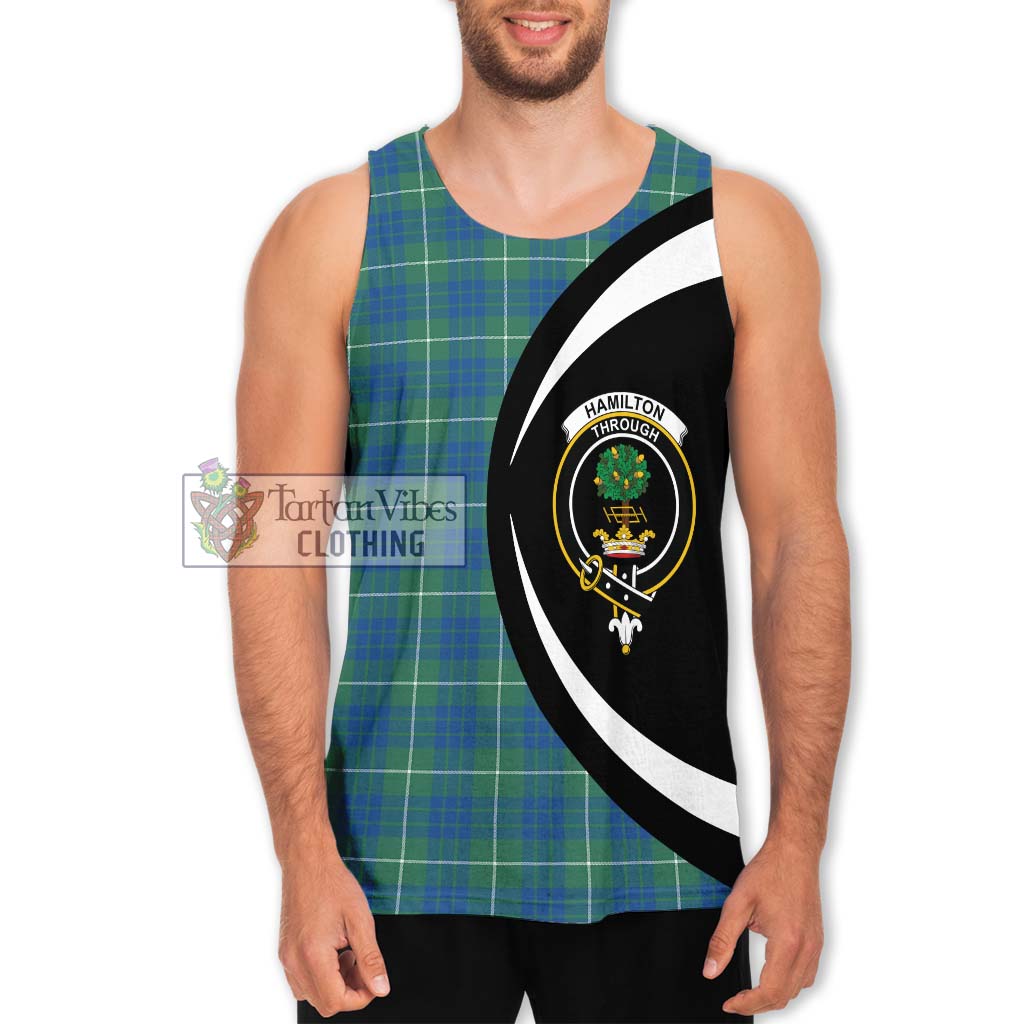 Hamilton Hunting Ancient Tartan Men's Tank Top with Family Crest Circle Style Men - Tartan Vibes Clothing