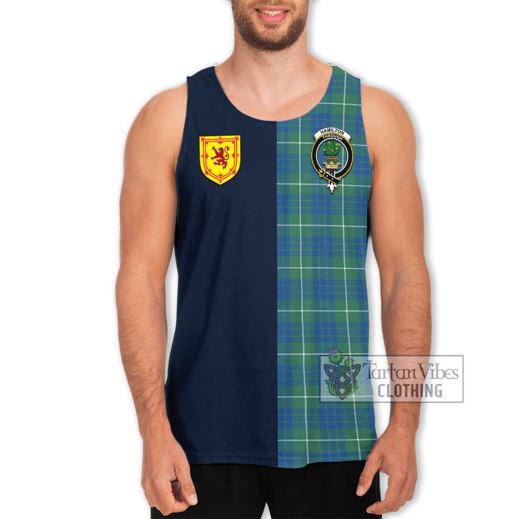 Tartan Vibes Clothing Hamilton Hunting Ancient Tartan Men's Tank Top with Scottish Lion Royal Arm Half Style