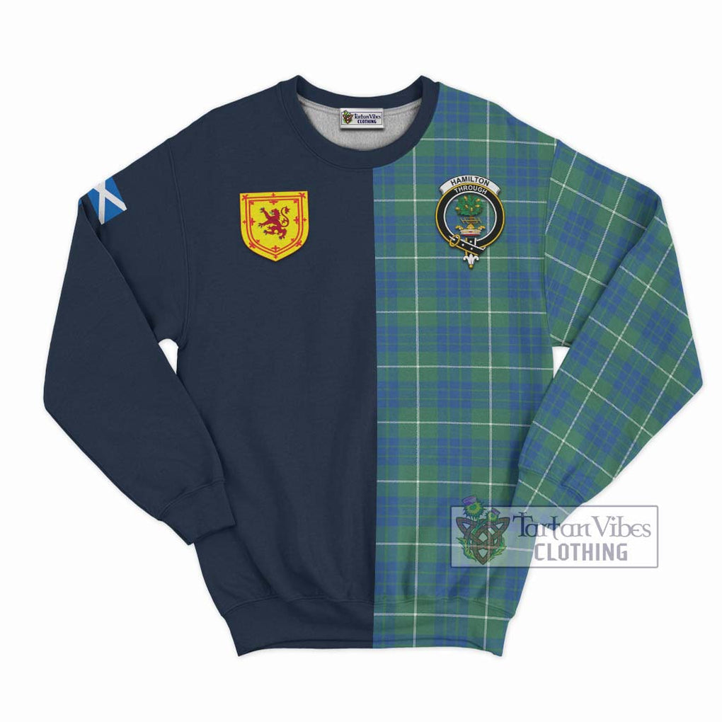 Tartan Vibes Clothing Hamilton Hunting Ancient Tartan Sweatshirt with Scottish Lion Royal Arm Half Style