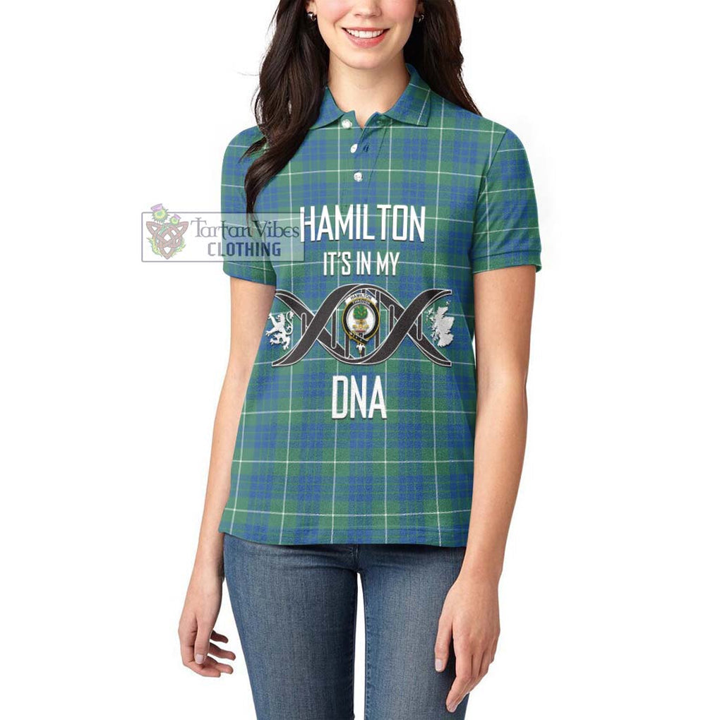 Hamilton Hunting Ancient Tartan Women's Polo Shirt with Family Crest DNA In Me Style Women - Tartanvibesclothing Shop