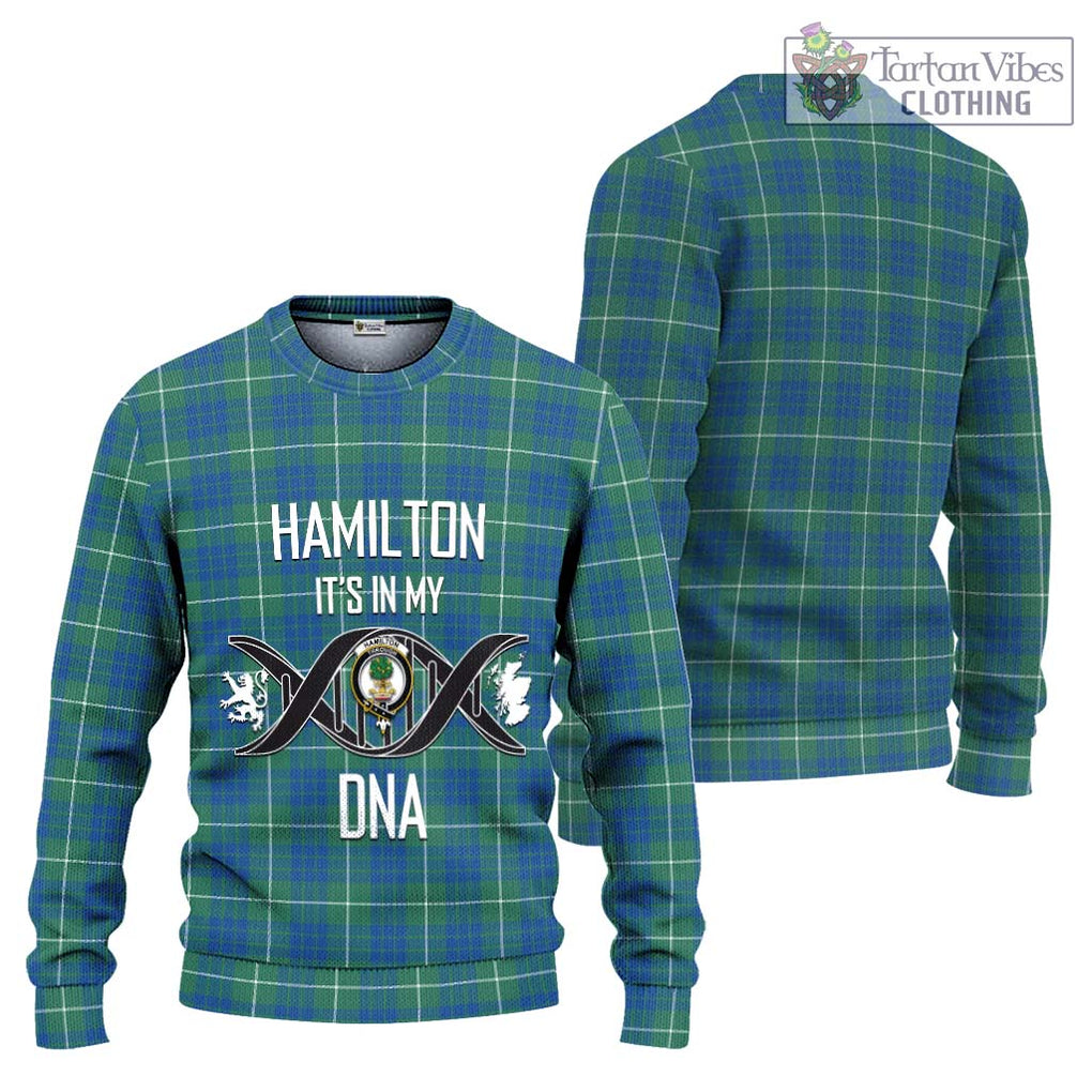 Hamilton Hunting Ancient Tartan Knitted Sweater with Family Crest DNA In Me Style Unisex - Tartanvibesclothing Shop