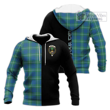 Hamilton Hunting Ancient Tartan Knitted Hoodie with Family Crest and Half Of Me Style