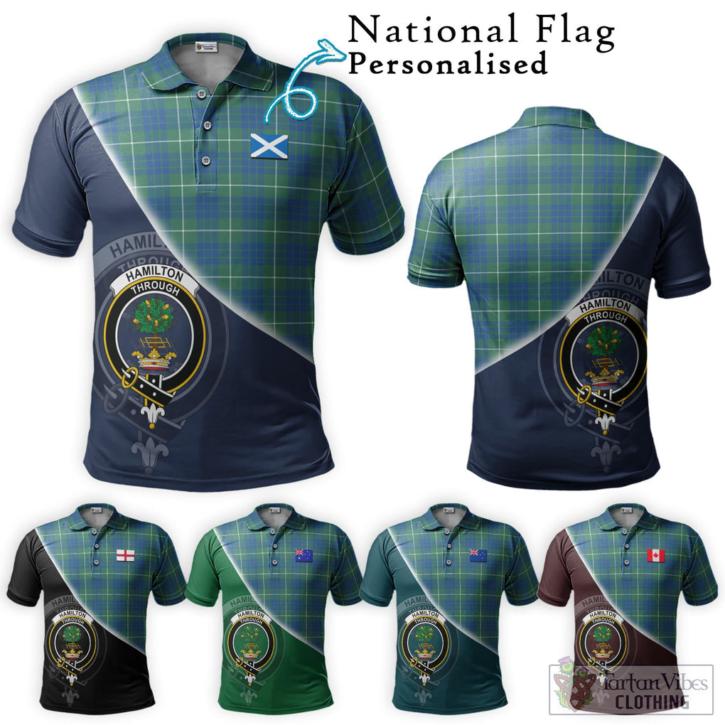 Hamilton Hunting Ancient Tartan Polo Shirt with Personalised National Flag and Family Crest Half Style Maroon - Tartanvibesclothing Shop