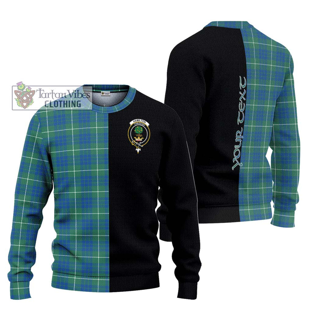 Hamilton Hunting Ancient Tartan Knitted Sweater with Family Crest and Half Of Me Style Unisex - Tartanvibesclothing Shop