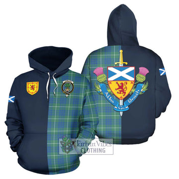 Hamilton Hunting Ancient Tartan Hoodie Alba with Scottish Lion Royal Arm Half Style