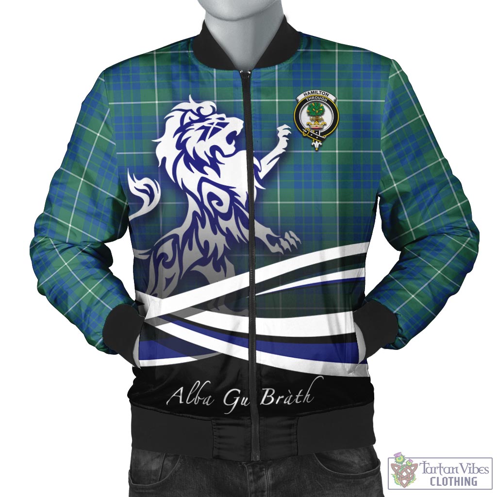 Tartan Vibes Clothing Hamilton Hunting Ancient Tartan Bomber Jacket with Alba Gu Brath Regal Lion Emblem