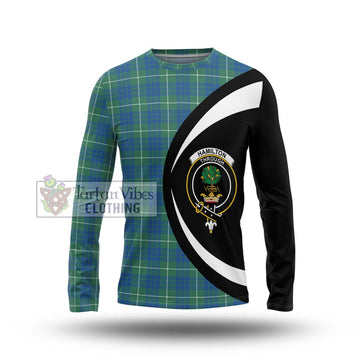 Hamilton Hunting Ancient Tartan Long Sleeve T-Shirt with Family Crest Circle Style