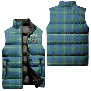 Hamilton Hunting Ancient Tartan Sleeveless Puffer Jacket with Family Crest