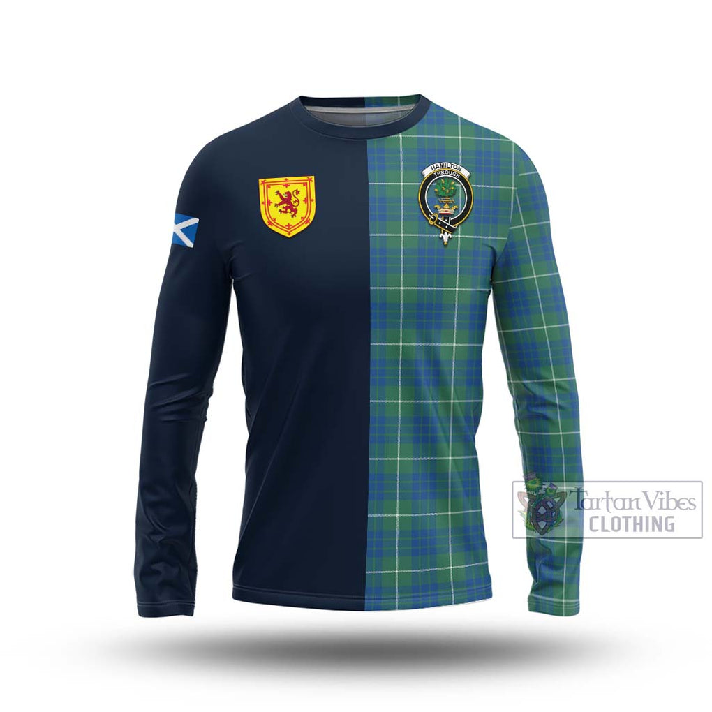 Tartan Vibes Clothing Hamilton Hunting Ancient Tartan Long Sleeve T-Shirt with Scottish Lion Royal Arm Half Style