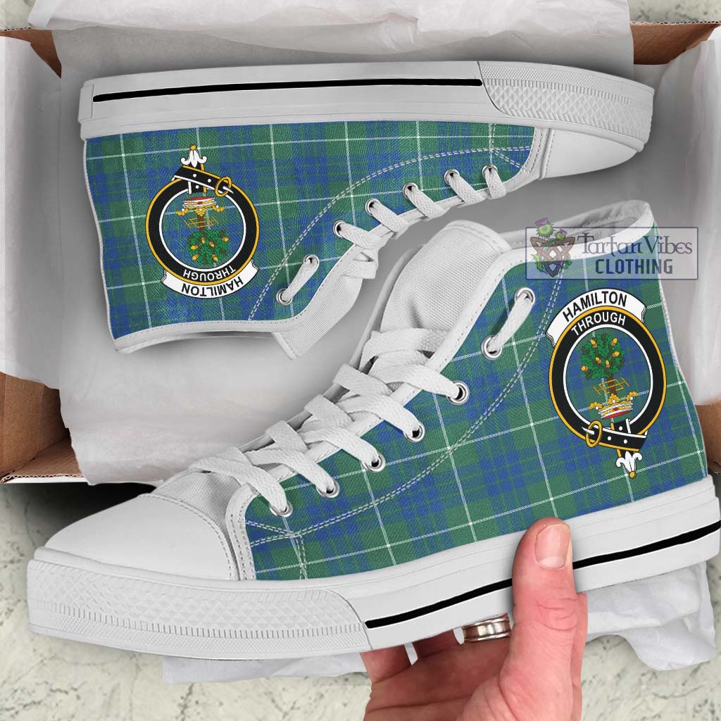 Tartan Vibes Clothing Hamilton Hunting Ancient Tartan High Top Shoes with Family Crest