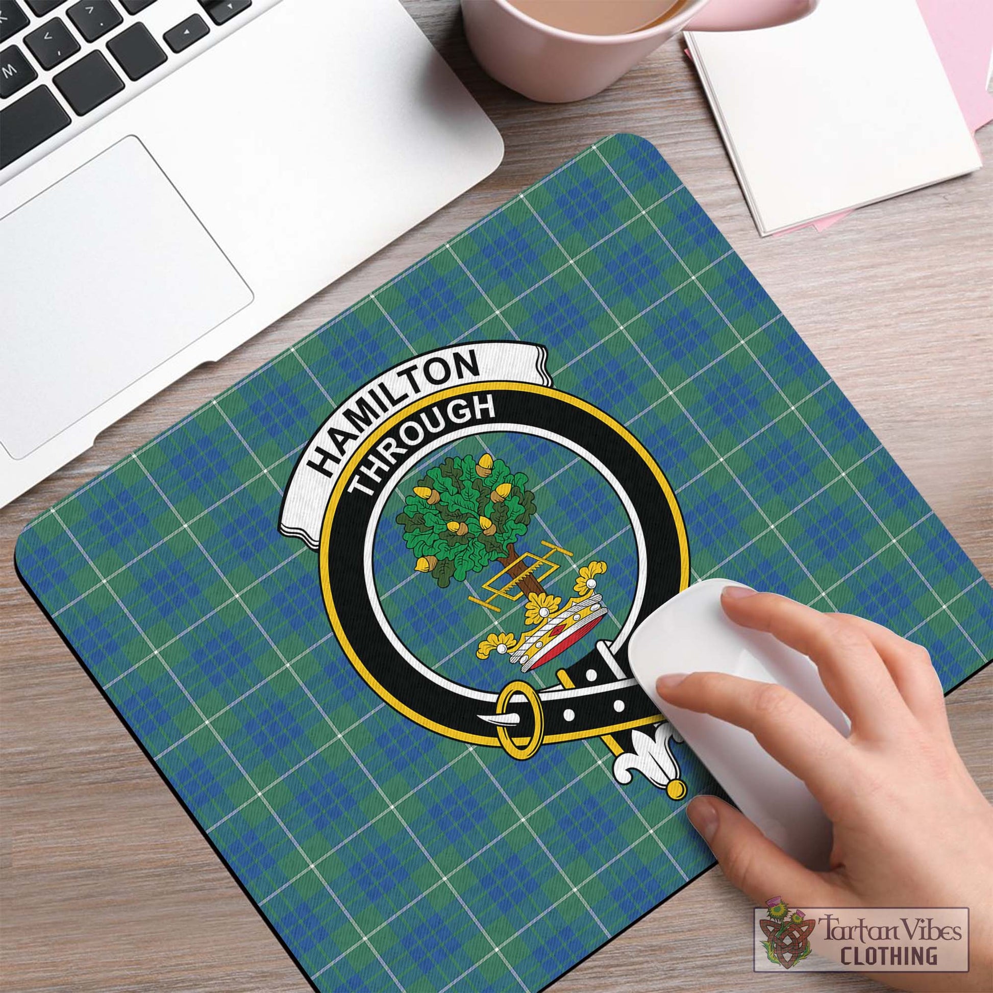 Tartan Vibes Clothing Hamilton Hunting Ancient Tartan Mouse Pad with Family Crest