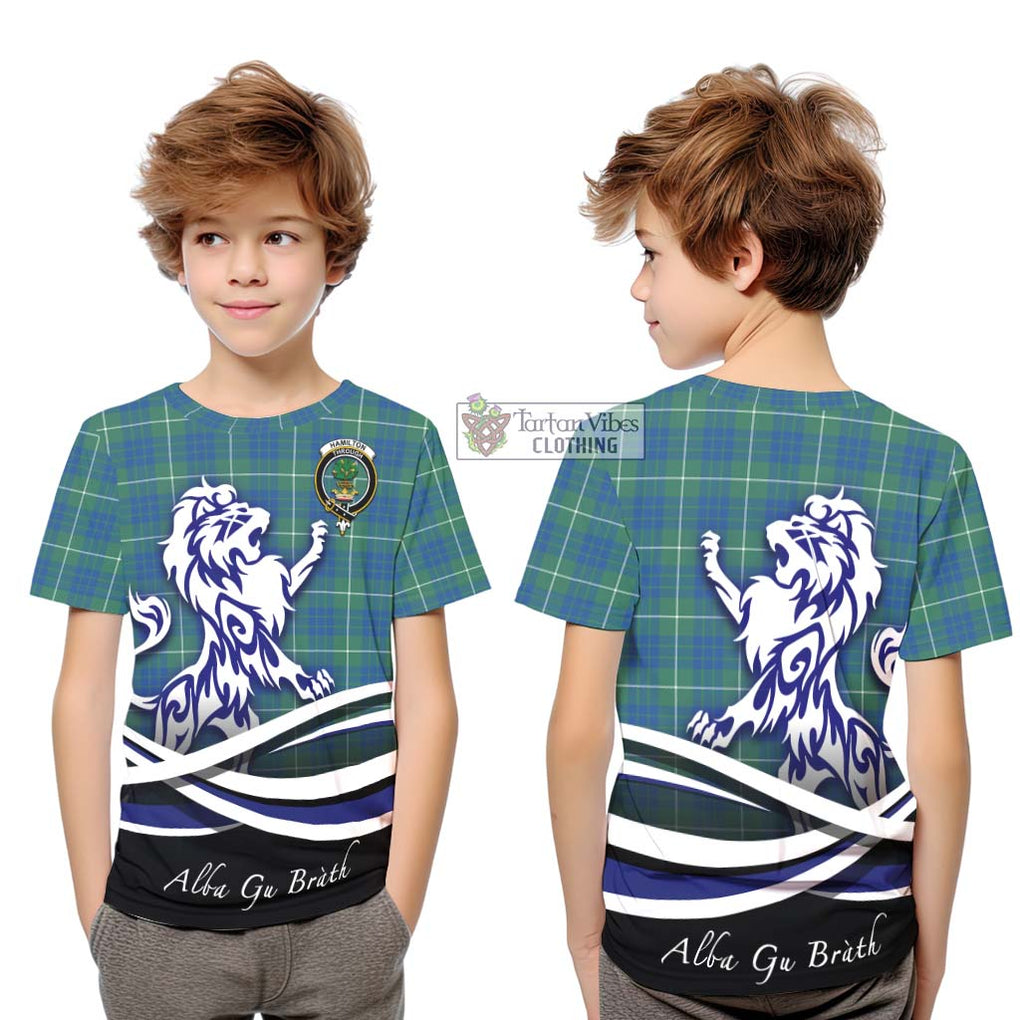 Hamilton Hunting Ancient Tartan Kid T-Shirt with Alba Gu Brath Regal Lion Emblem Youth XL Size14 - Tartanvibesclothing Shop