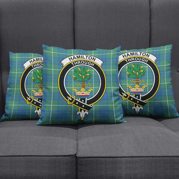 Hamilton Hunting Ancient Tartan Pillow Cover with Family Crest