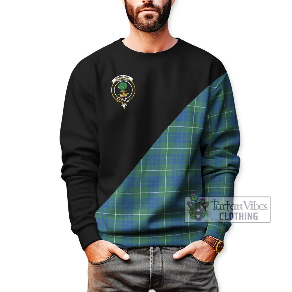 Hamilton Hunting Ancient Tartan Sweatshirt with Family Crest and Military Logo Style Unisex - Tartanvibesclothing Shop