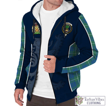 Hamilton Hunting Ancient Tartan Sherpa Hoodie with Family Crest and Lion Rampant Vibes Sport Style