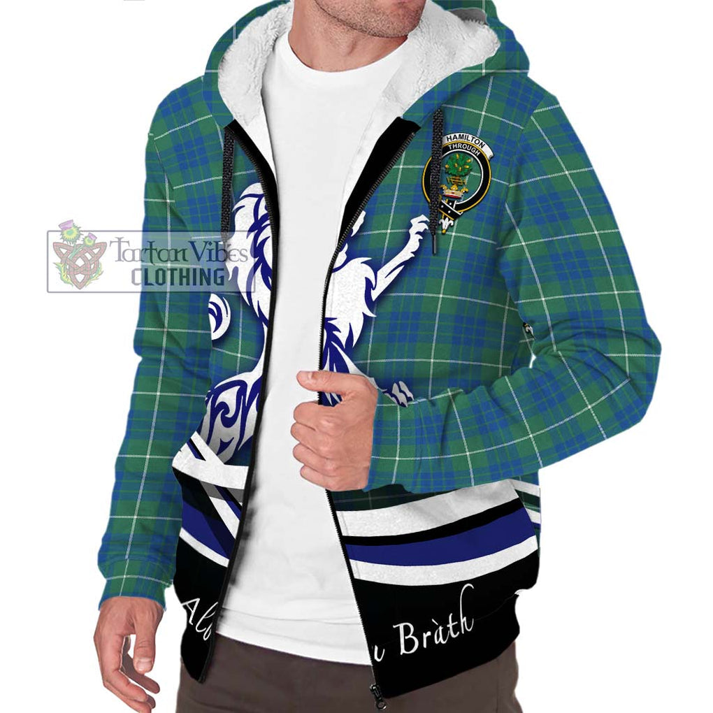 Hamilton Hunting Ancient Tartan Sherpa Hoodie with Alba Gu Brath Regal Lion Emblem Unisex S - Tartanvibesclothing Shop