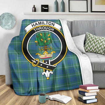 Hamilton Hunting Ancient Tartan Blanket with Family Crest