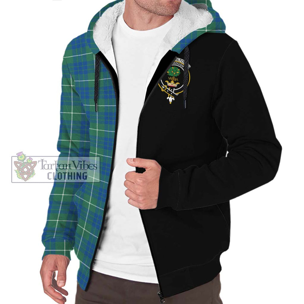 Hamilton Hunting Ancient Tartan Sherpa Hoodie with Family Crest and Half Of Me Style Unisex S - Tartanvibesclothing Shop