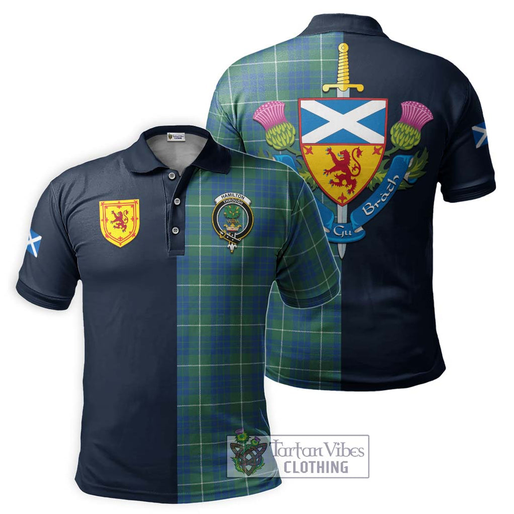 Tartan Vibes Clothing Hamilton Hunting Ancient Tartan Polo Shirt with Scottish Lion Royal Arm Half Style