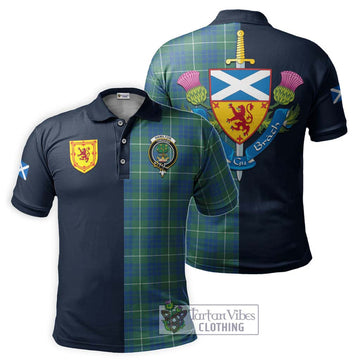 Hamilton Hunting Ancient Tartan Polo Shirt Alba with Scottish Lion Royal Arm Half Style