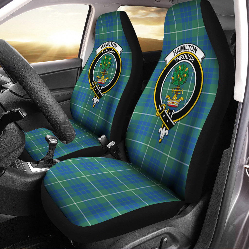 Hamilton Hunting Ancient Tartan Car Seat Cover with Family Crest One Size - Tartanvibesclothing