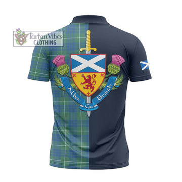 Hamilton Hunting Ancient Tartan Zipper Polo Shirt Alba with Scottish Lion Royal Arm Half Style