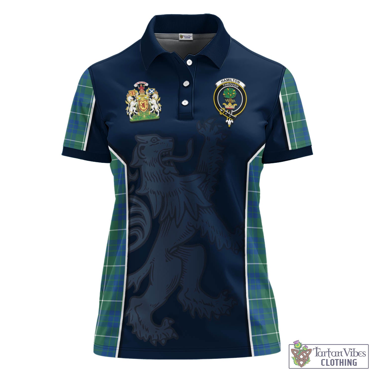 Hamilton Hunting Ancient Tartan Women's Polo Shirt with Family Crest and Lion Rampant Vibes Sport Style - Tartan Vibes Clothing