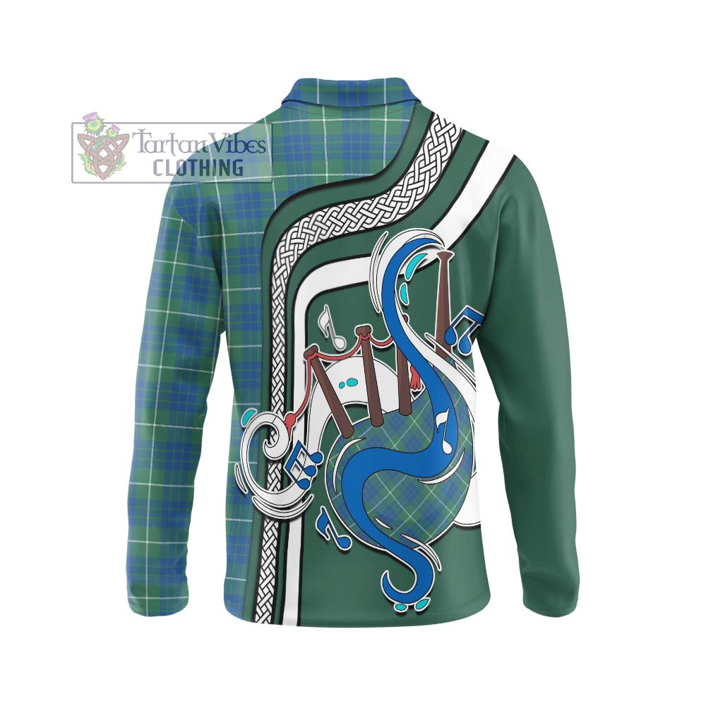 Tartan Vibes Clothing Hamilton Hunting Ancient Tartan Long Sleeve Polo Shirt with Epic Bagpipe Style