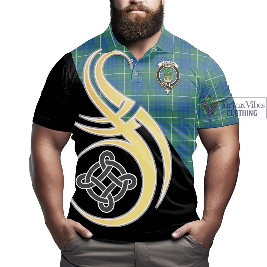 Hamilton Hunting Ancient Tartan Polo Shirt with Family Crest and Celtic Symbol Style - Tartan Vibes Clothing