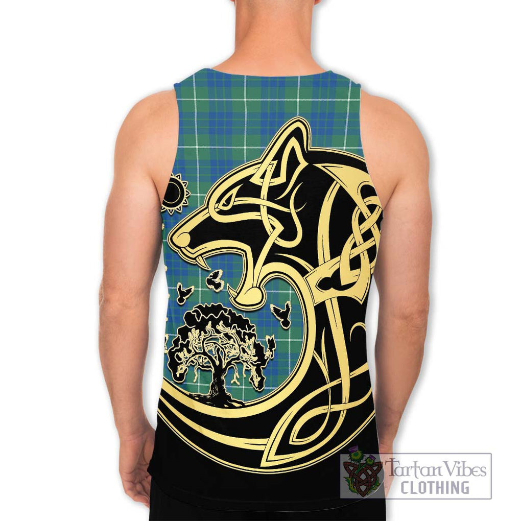 Hamilton Hunting Ancient Tartan Men's Tank Top with Family Crest Celtic Wolf Style - Tartan Vibes Clothing