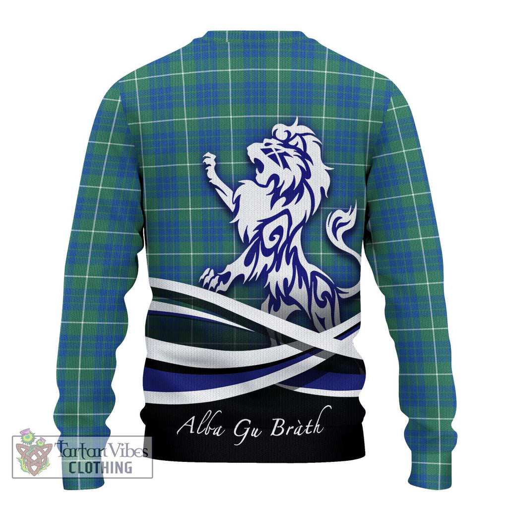 Hamilton Hunting Ancient Tartan Knitted Sweater with Alba Gu Brath Regal Lion Emblem - Tartanvibesclothing Shop