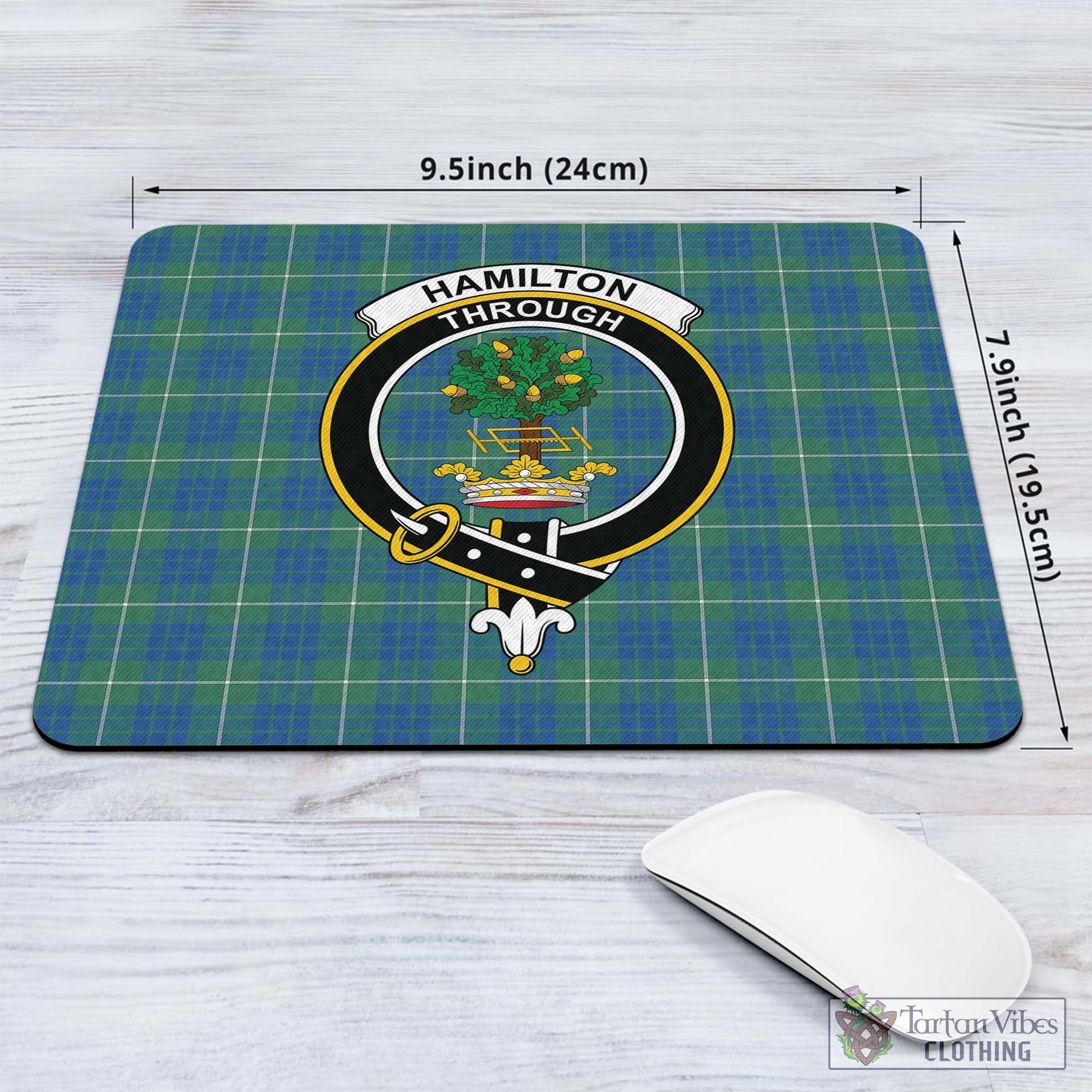 Tartan Vibes Clothing Hamilton Hunting Ancient Tartan Mouse Pad with Family Crest