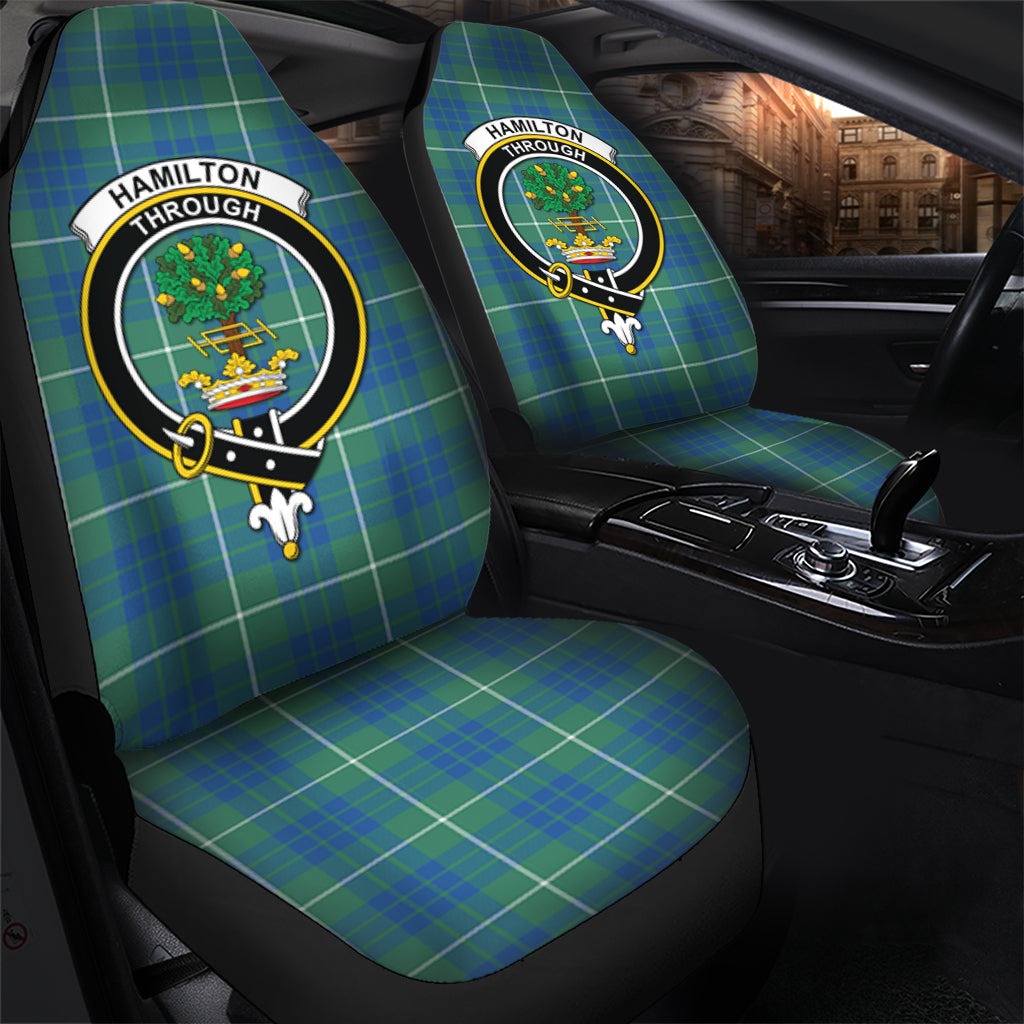 Hamilton Hunting Ancient Tartan Car Seat Cover with Family Crest - Tartanvibesclothing