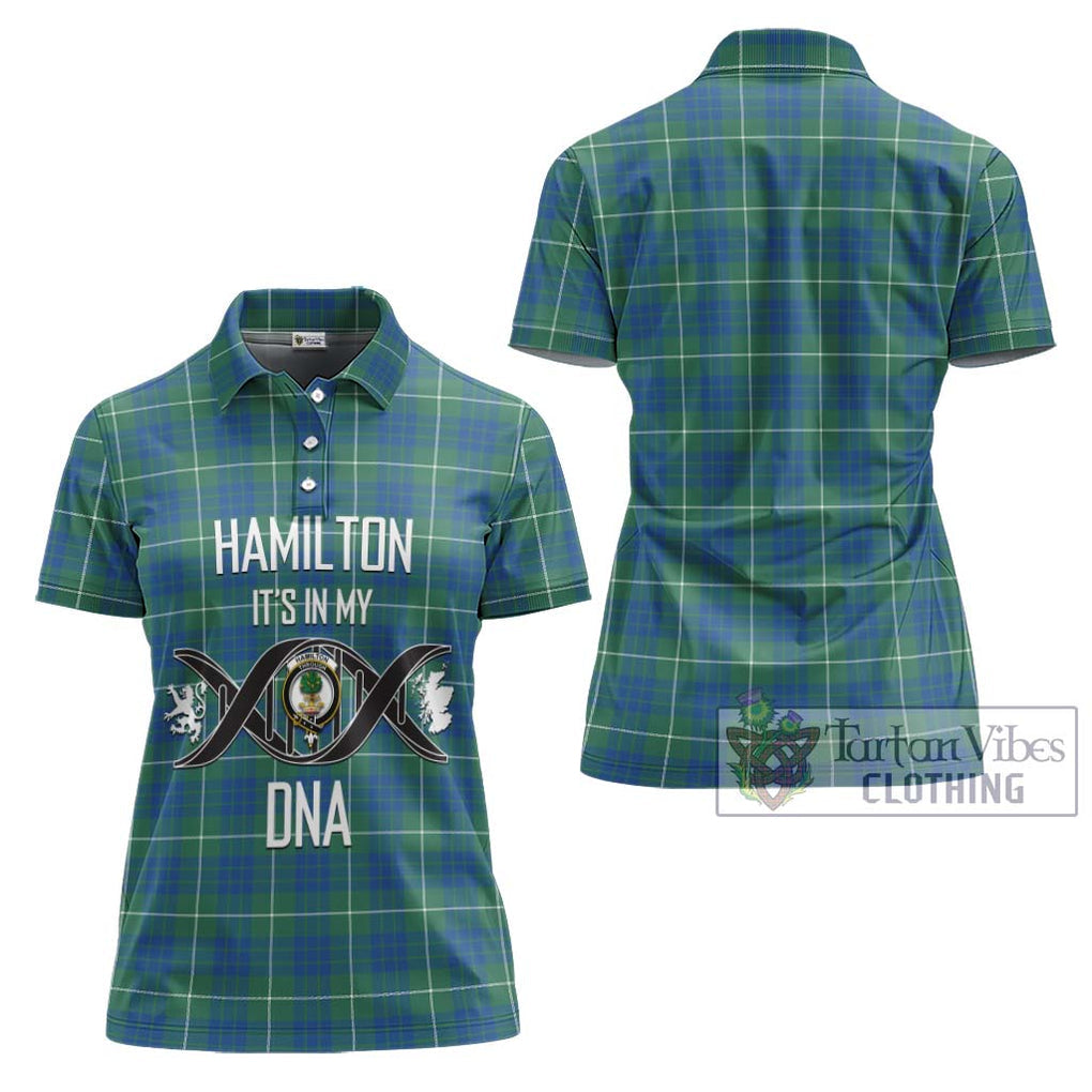 Hamilton Hunting Ancient Tartan Women's Polo Shirt with Family Crest DNA In Me Style - Tartanvibesclothing Shop