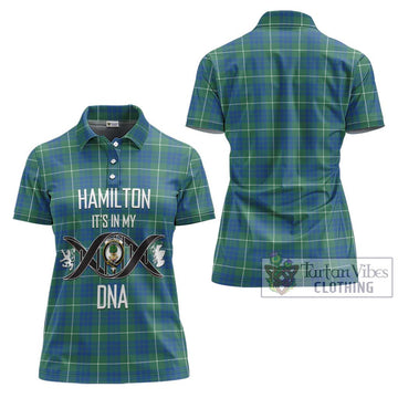 Hamilton Hunting Ancient Tartan Women's Polo Shirt with Family Crest DNA In Me Style