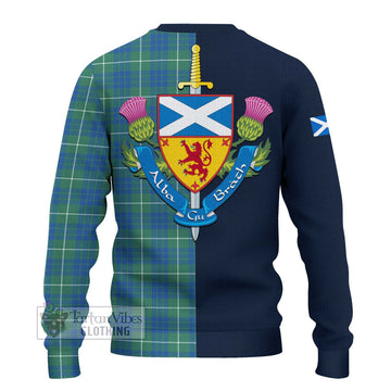 Hamilton Hunting Ancient Tartan Ugly Sweater with Scottish Lion Royal Arm Half Style