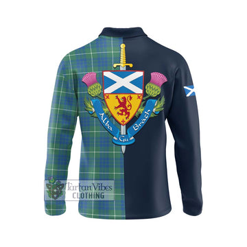 Hamilton Hunting Ancient Tartan Long Sleeve Polo Shirt Alba with Scottish Lion Royal Arm Half Style