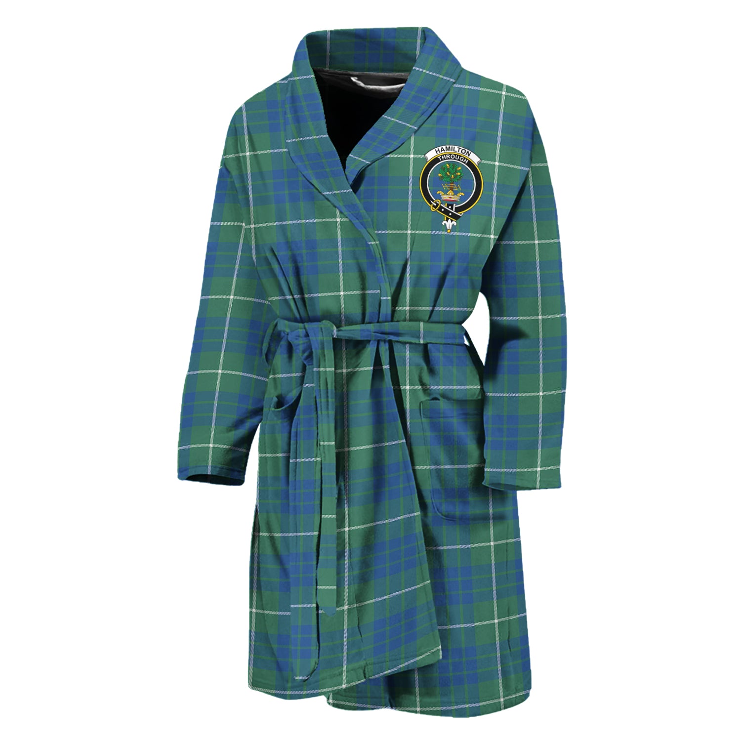 Hamilton Hunting Ancient Tartan Bathrobe with Family Crest Unisex M - Tartan Vibes Clothing