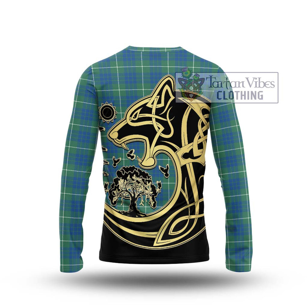 Hamilton Hunting Ancient Tartan Long Sleeve T-Shirt with Family Crest Celtic Wolf Style - Tartan Vibes Clothing