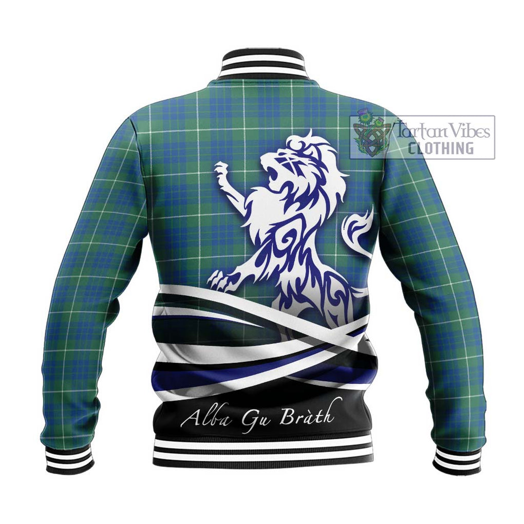 Hamilton Hunting Ancient Tartan Baseball Jacket with Alba Gu Brath Regal Lion Emblem - Tartanvibesclothing Shop