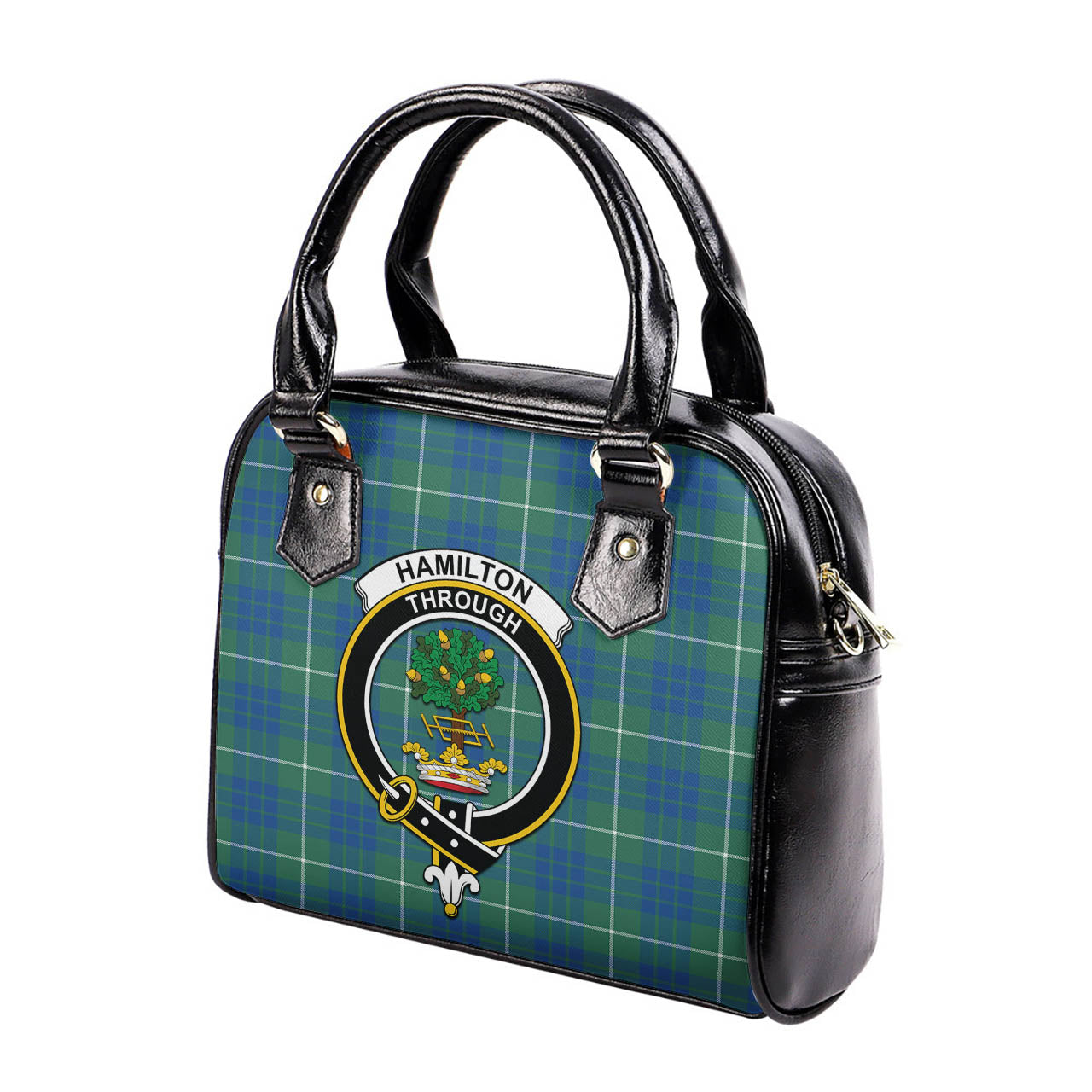 Hamilton Hunting Ancient Tartan Shoulder Handbags with Family Crest - Tartanvibesclothing