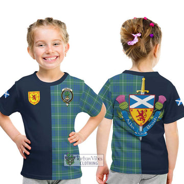 Hamilton Hunting Ancient Tartan Kid T-Shirt Alba with Scottish Lion Royal Arm Half Style