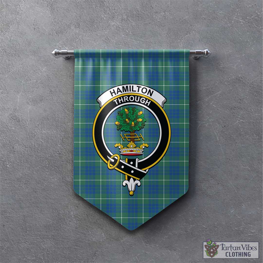 Tartan Vibes Clothing Hamilton Hunting Ancient Tartan Gonfalon, Tartan Banner with Family Crest