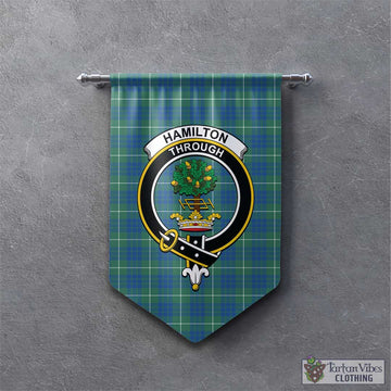 Hamilton Hunting Ancient Tartan Gonfalon, Tartan Banner with Family Crest