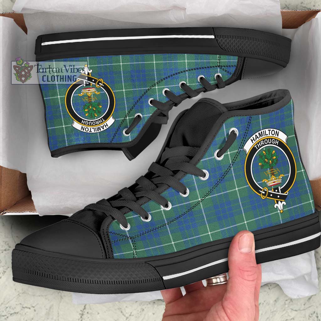 Tartan Vibes Clothing Hamilton Hunting Ancient Tartan High Top Shoes with Family Crest